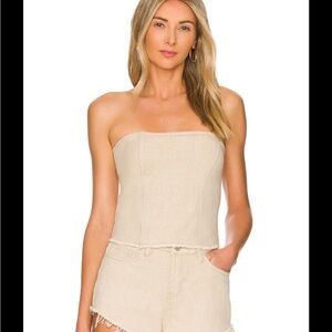 NWT Superdown Domonique Strapless Denim Nude Top